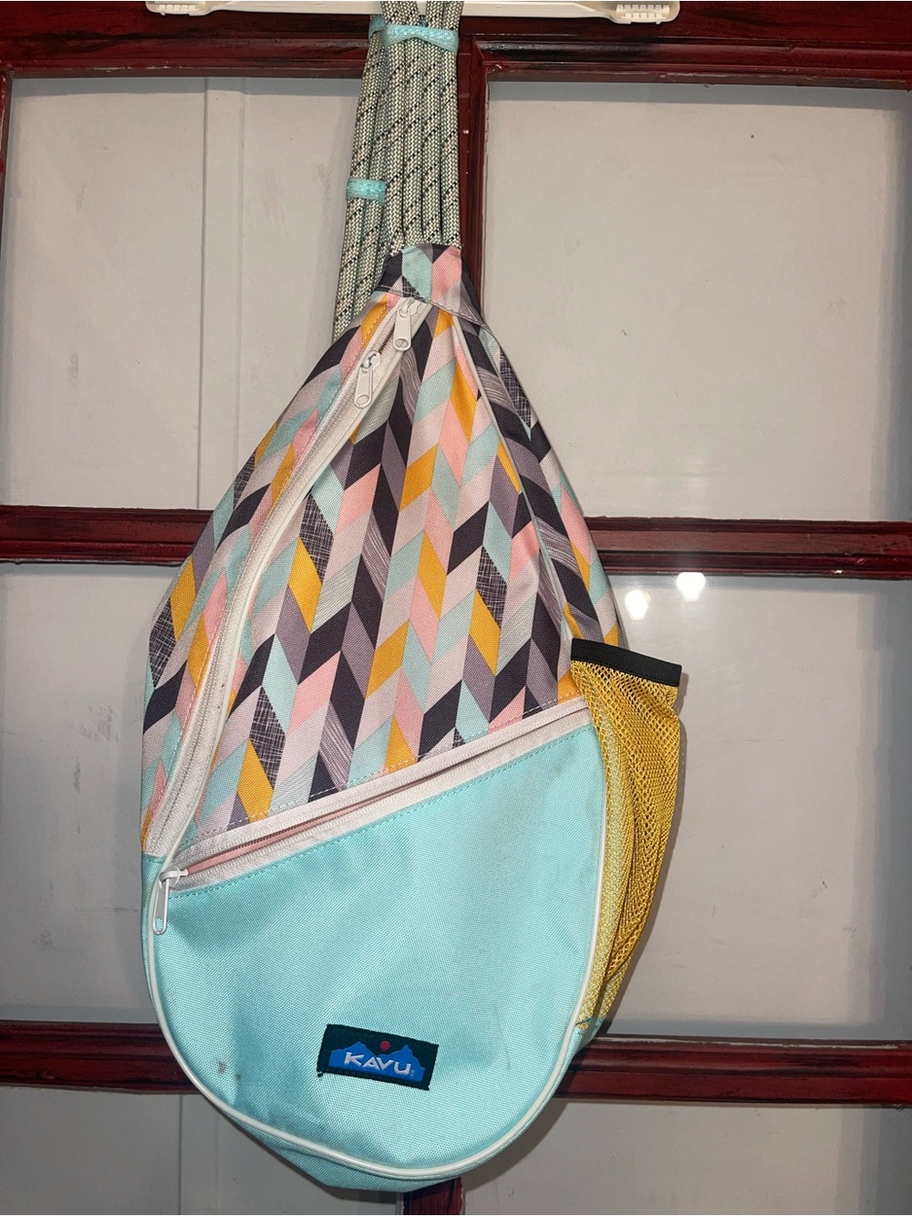 Kavu Aqua Multicolor Geometric Sling Bag